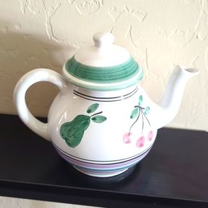 Caleca Mara Colorful Italian Teapot with Fruit Trim-grapes, pear, apple, berries